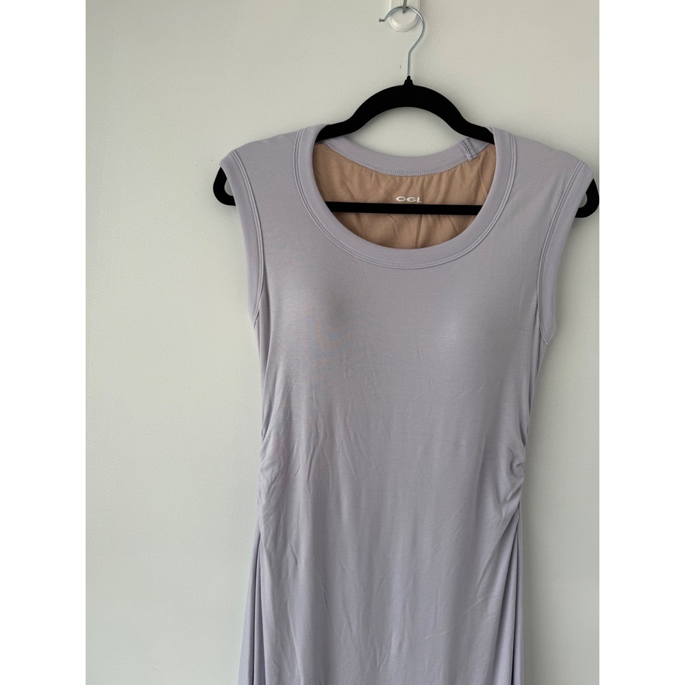 OGL Move Eco-Soft Modal Ruched Midi Dress Lavender Purple Built-in Bra NWT